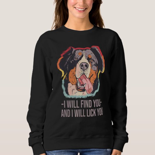 Sweatshirt Bernese Mountain Dog Retro Couleur coucher de sole (Devant)