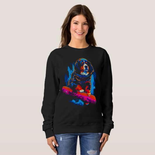 Sweatshirt Bernese Mountain Dog Snowboard (Devant entier)