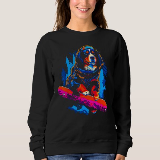 Sweatshirt Bernese Mountain Dog Snowboard (Devant)