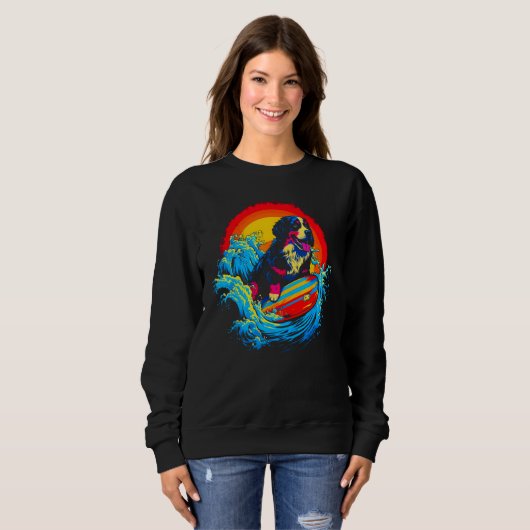 Sweatshirt Bernese Mountain Dog Surf (Devant entier)