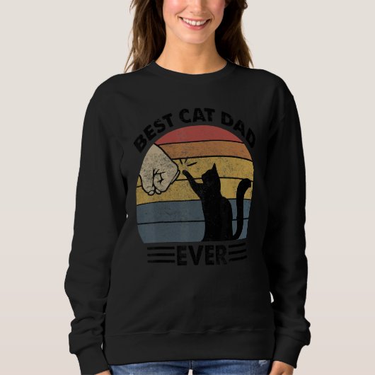 Sweatshirt Best Black Cat Dad Ever Kitten Vintage (Devant)