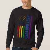 Sweatshirt Best Dad Ever Gay Pride Rainbow American Flag Fath (Devant)