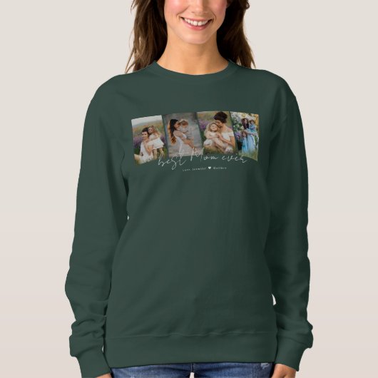 Sweatshirt Best Mom Ever Modern Script 4 Photos Collage Cadea (Devant)