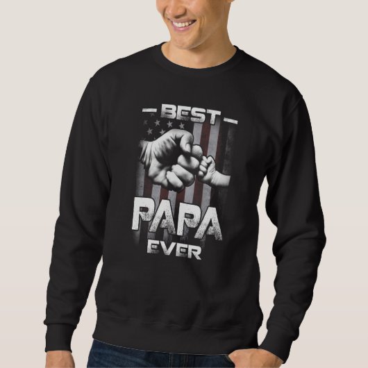 Sweatshirt Best Papa Ever Fist bump USA Flag Father's Day (Devant)