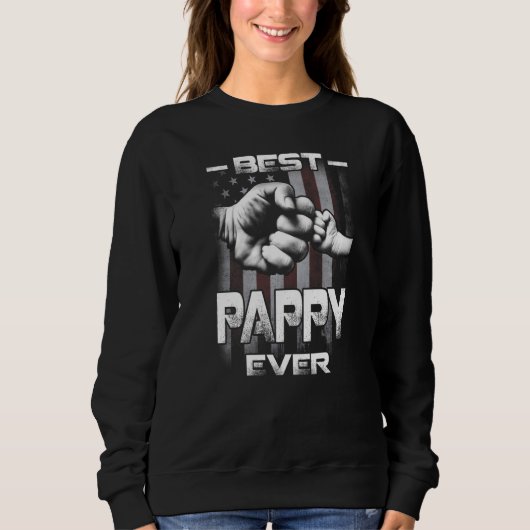 Sweatshirt Best Pappy Ever Fist bump USA Flag Father's Day (Devant)