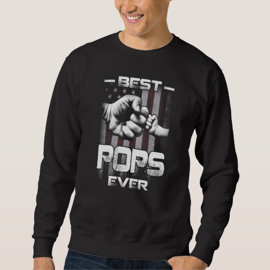 Sweatshirt Best Pops Ever Fist bump USA Flag Father's Day   (Devant)