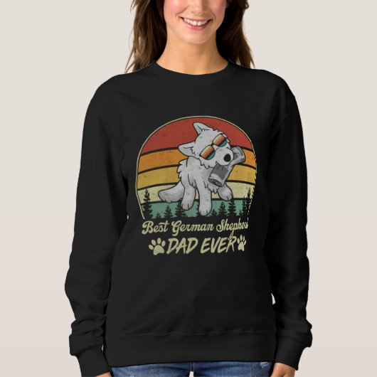 Sweatshirt Best White German Shepherd Dad Ever Retro Dog Fath (Devant)