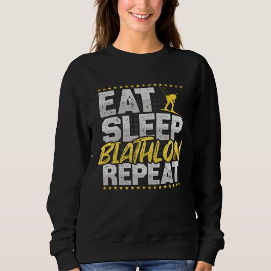 Sweatshirt Biathlon Eat Sleep Repeat Ski Hobby Biathlon (Devant)