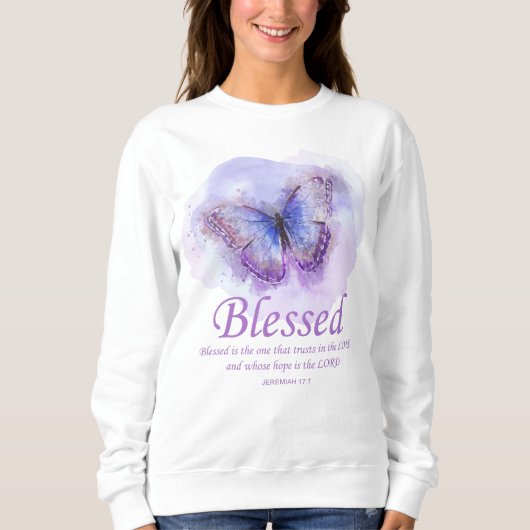 Sweatshirt Bible du papillon chrétien pour les femmes Verse : (Devant)