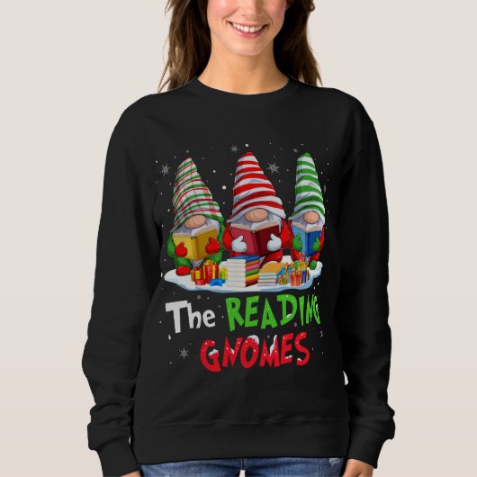 Sweatshirt Bibliothécaire Les Gnomes De Lecture Noël Drôle Po (Devant)