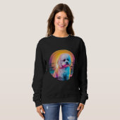 Sweatshirt Bichon Frise Synthwave 80s Retrowave Aesthetic (Devant entier)