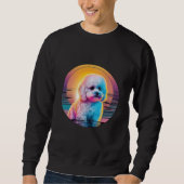 Sweatshirt Bichon Frise Synthwave 80s Retrowave Aesthetic (Devant)