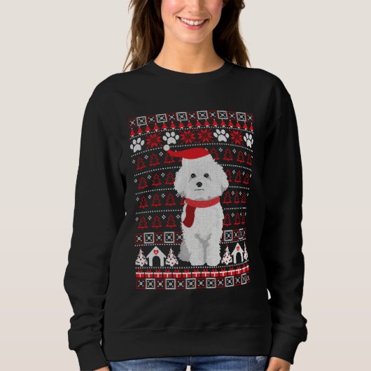 Sweatshirt Bichon Frise vilain pull de Noël (Devant)