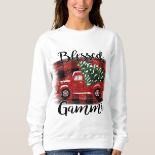 Sweatshirt Bienheureux Camion Rouge Gammi Arbre de Noël Vinta