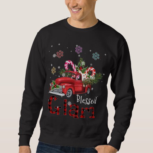 Sweatshirt Bienheureux Glam Noël Camion Rouge cadeau pour gra (Devant)