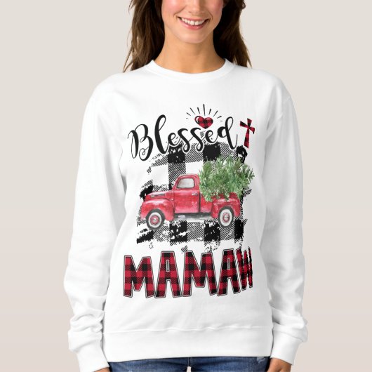 Sweatshirt Bienheureux Mamaw Noël rouge (Devant)