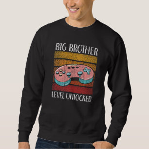 Sweatshirt Big Brother Niveau Déverrouillé Meilleur Bro Jamai