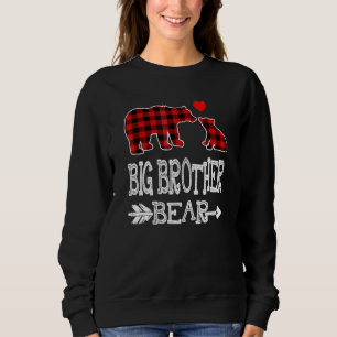 Sweatshirt Big Brother Ours Rouge Buffalo Plaid Grand-mère Ou