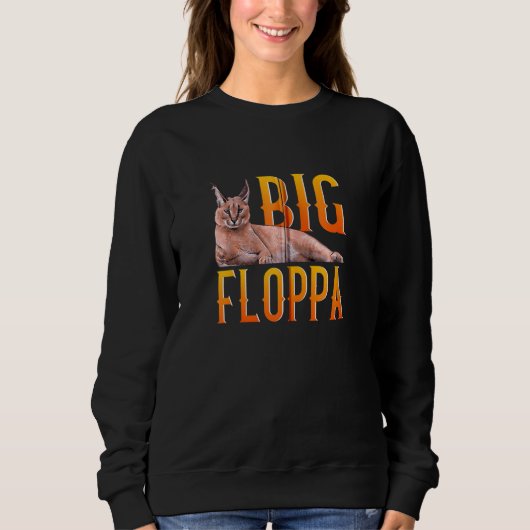 Sweatshirt Big Floppa mème mignonne caracal chat zip (Devant)