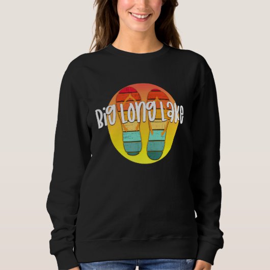 Sweatshirt Big Long Lake Indiana Retro Flipflop Sunset Graphi (Devant)