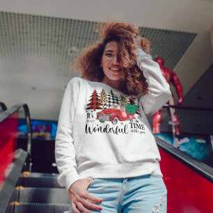 Sweatshirt Big Red Truck et sapin de Noël