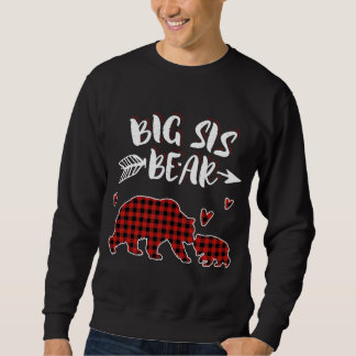 Sweatshirt Big Sis Bear Xmas Rouge Plaid Mappage Famille Chri