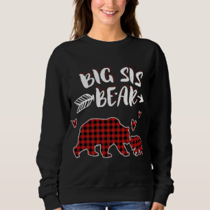 Sweatshirt Big Sis Bear Xmas Rouge Plaid Mappage Famille Chri