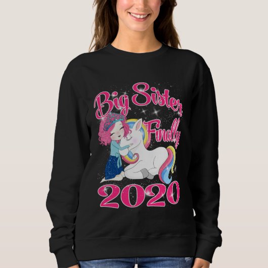 Sweatshirt Big Sister Finally Unicorn 2020 (Devant)
