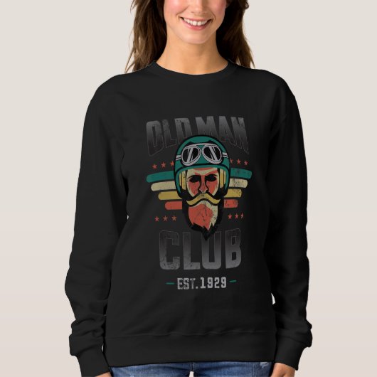 Sweatshirt Biker ou moto ou Old Man Club Est 1929 (Devant)