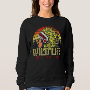 Sweatshirt Biker pour les hommes Indien Amérindien Crâne sauv