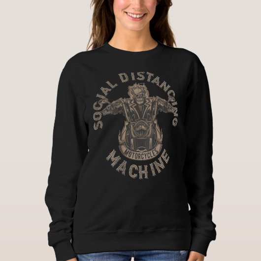 Sweatshirt Biker Social Distances Motorcycle Skull Skeleton (Devant)