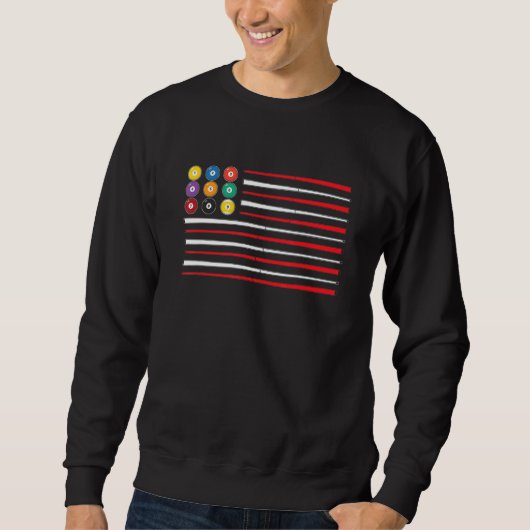Sweatshirt Billiard American Flag Cue Pool Balls Billiard Pl (Devant)