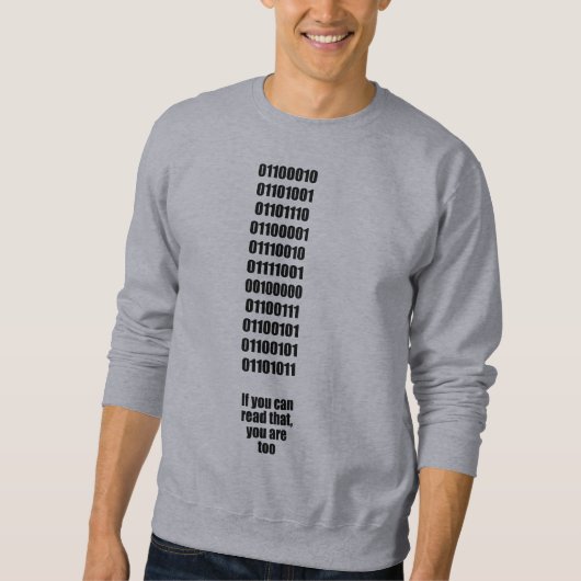 Sweatshirt binaire d'adulte de geek (Devant)