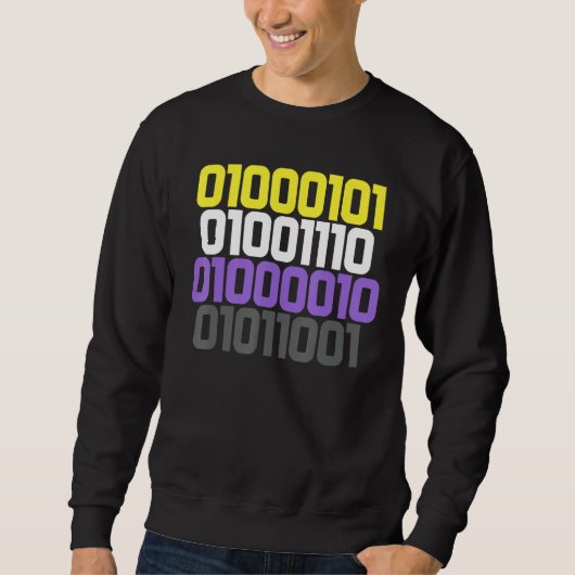 Sweatshirt Binary Number With Enby Flag Color Nonbinary LGBT (Devant)