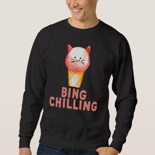 Sweatshirt Bing Chilling Crème de glace Mème de chat Kitty Ci (Devant)