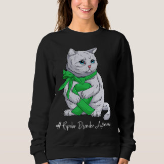 Sweatshirt Bipolar Disorder Awareness Month Green Ribbon Cat