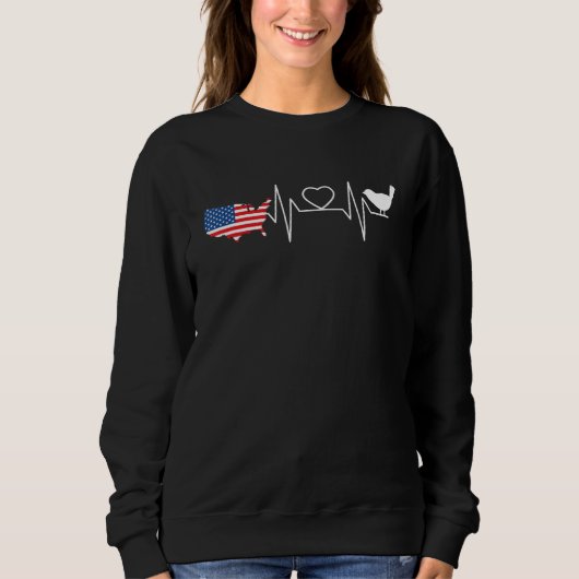 Sweatshirt Birdwatching Heartbeat Patriotic American Flag USA (Devant)