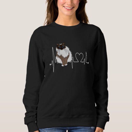 Sweatshirt Birman Cat Heartbeat EKG  Cat Kitten  Design (Devant)