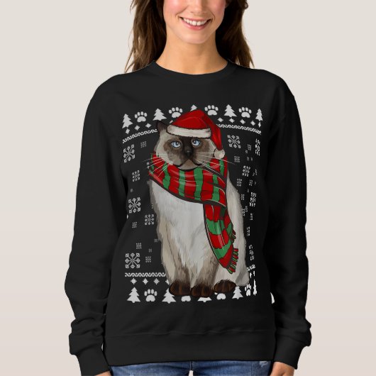 Sweatshirt Birman Chat Santa Hat Noël laid Noël (Devant)