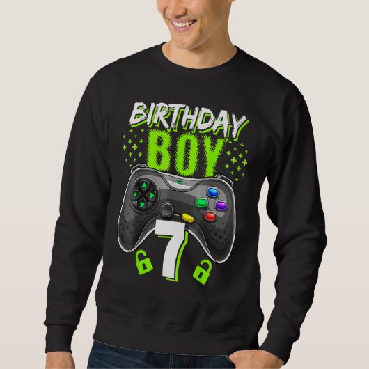 Sweatshirt Birthday Boy 7 Contrôleur de jeu vidéo Gamer 7th B (Devant)