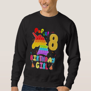 Sweatshirt Birthday Girl Pop It 8th Birthday Unicorn Fidget G