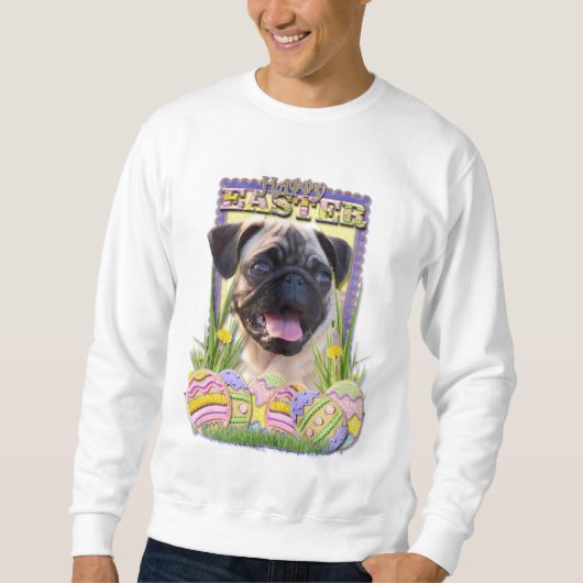 Sweatshirt Biscuits d'oeuf de pâques - carlin (Devant)