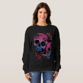 Sweatshirt Bisexual Bi Pride Flag Gothic Skull (Devant entier)