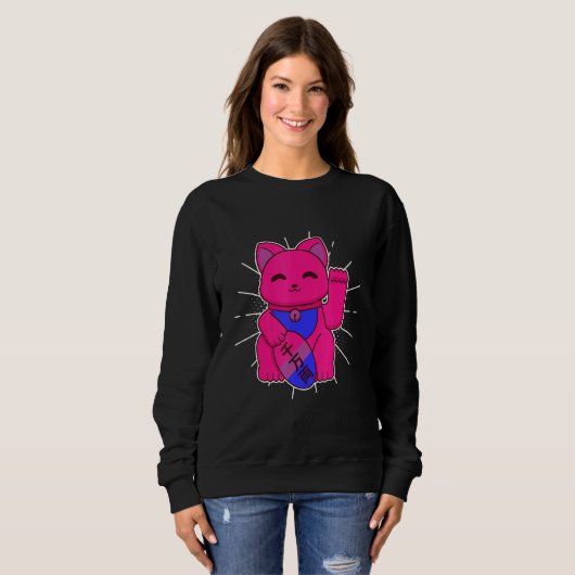 Sweatshirt Bisexual Pride Lucky Cat LGBTQ+ Asexuality (Devant entier)