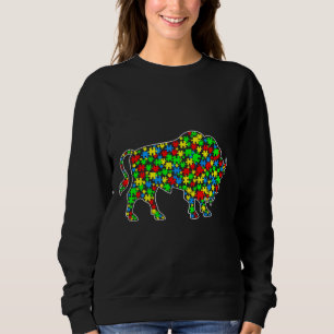 Sweatshirt Bison Funny Puzzle Animaux Sensibilisation sur l'a