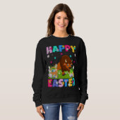 Sweatshirt Bison Joyeux Bison lapin de Pâques dimanche de Pâq (Devant entier)
