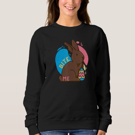 Sweatshirt Bite Me Ado Pâques Pour Hommes Pâques Chocolat Bun (Devant)