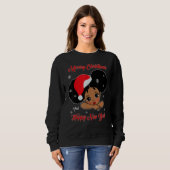 Sweatshirt Black African American Santa Christmas Melanin Gir (Devant entier)