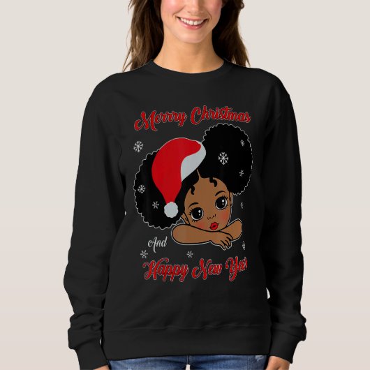 Sweatshirt Black African American Santa Christmas Melanin Gir (Devant)