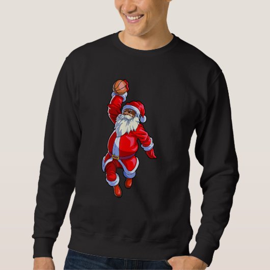 Sweatshirt Black African American Santa Claus Basketball Afro (Devant)